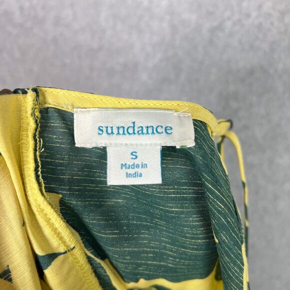 Sundance Soliloquies Citron Yellow Green Floral Asymmetrical Dress Size Small - Picture 9 of 10